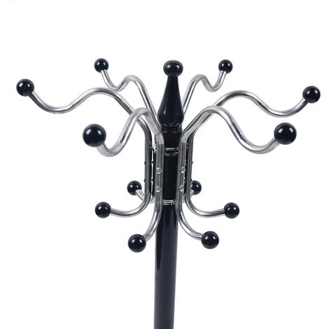 Gojoy – Porte-manteau autoportant en tube de fer noir – Socle en marbre – Hauteur 170 cm – 17 patères – Capacité de charge 20 kg (1/5)
