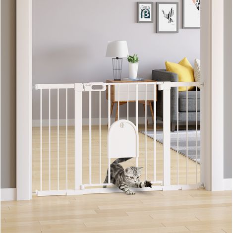 Barriera di sicurezza per porte e scale 75-131 cm con doppia chiusura in metallo e ABS (1/5)