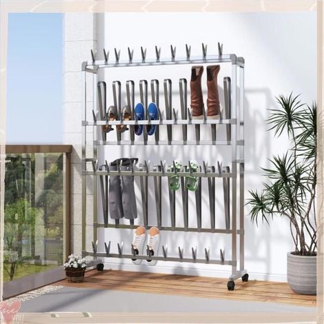 Étagère à chaussures mobile - VINGVO - 344370 - Argenté - Aluminium - 40 paires (1/5)
