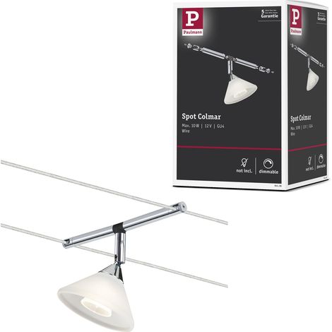 94138 Système de Câbles Colmar Spot Individuel pour Extension 10W max, Chrome/Satin Spot sans Ampoule (1/5)