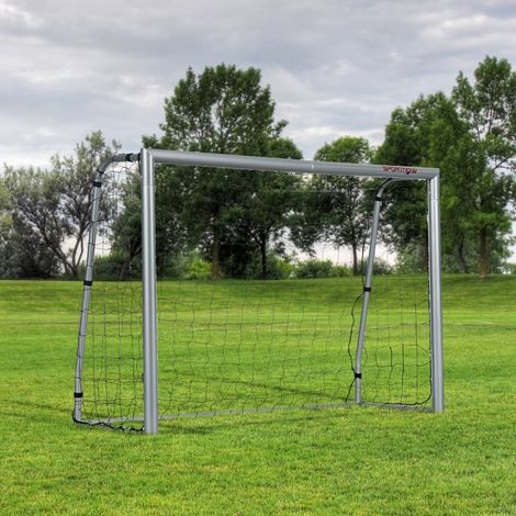 But de football résistant aux intempéries, cadre en métal robuste, filet déchirure-proof, 160H x 240L x 85B cm, gris (1/5)