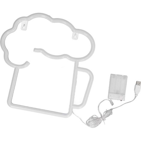 Panneau lumineux Bière Néon Jaune Blanc IP45 Étanche USB Batterie Accrochage Facile Décoration Murale Bar (1/5)