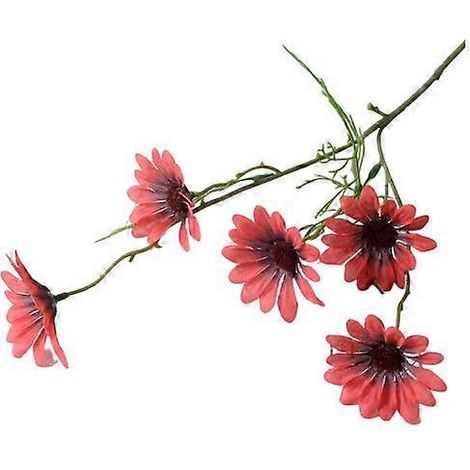 Branche de fleurs artificielles avec tige, 5 branches, 5 têtes, pour la maison, un mariage ou une fête, en fausse soie.rouge (1/5)