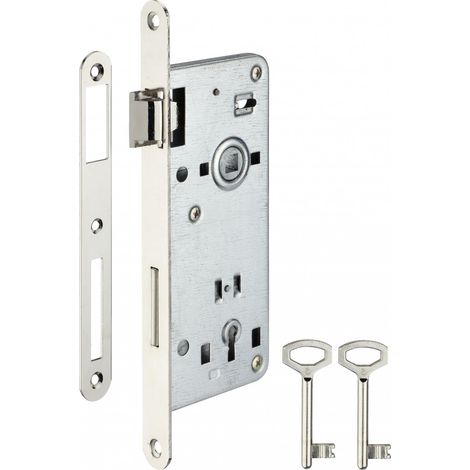 Thirard – Serrure encastrable pour porte intérieure 50mm – Entraxe 90mm – Coffre acier embouti – Demi-tour réversible sans démontage (1/2)