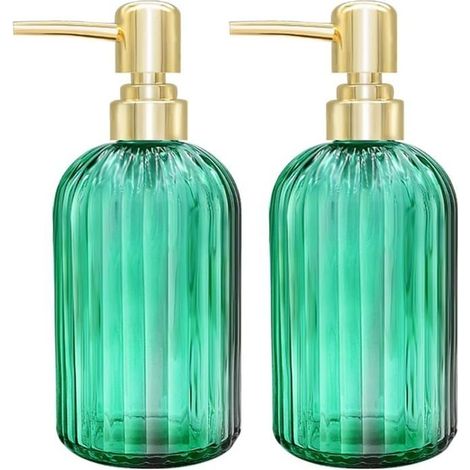 Lot de 2 distributeurs de savon de cuisine en verre avec pompe, distributeur de savon pour les mains transparent, distributeu,a2082 (1/5)