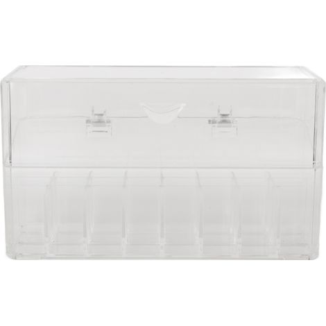 Poudrier de rangement pour rouges à lèvres, boîte à couvercle rabattable anti-poussière, organiseur cosmétique en plastique. (1/5)