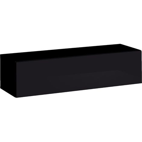 Mueble de TV suspendido 120cm color negro colección SWITCH. Acabados brillantes.