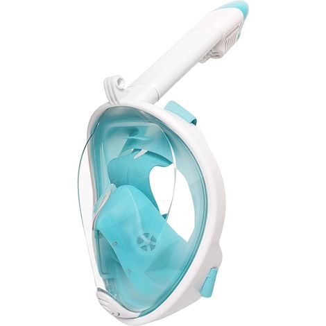 Masque de Plongée,180°View Masque Snorkeling Plein Visage, Anti-buée et Design Pliable pour Adultes Enfants Blanc/vert XS