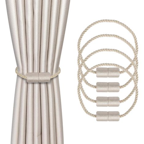 4 Pièces Magnétiques Embrasses de Rideaux Beige Tressées Boucle de Rideau Aimanté Attache Rideau Corde de Rideau - Accessoires de Rideaux pour la Décoration de la Maison (1/5)