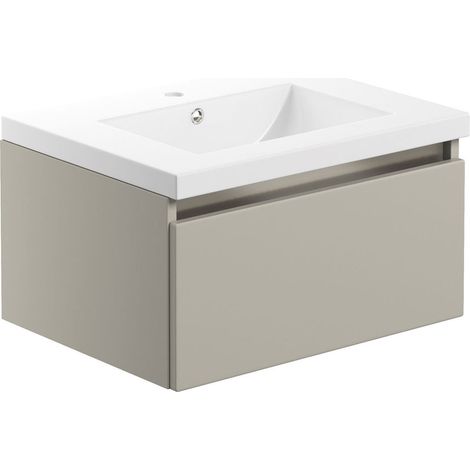Signature Stockholm Wall Hung 1-Drawer Vanity Unit with Basin 615mm Wide - Latte (1/4)