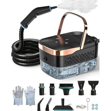 Nettoyeur à Vapeur, 2500W Nettoyeur à Vapeur Manuel Polyvalent avec 6 Vitesses Réglables et 8 Types de Buses, 1250ML Portable Haute Pression pour Maison et Voiture (1/5)