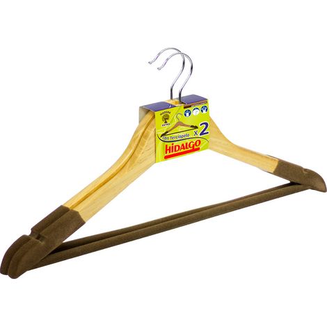 Holzkleiderbügel mit Samt, 2 Stück