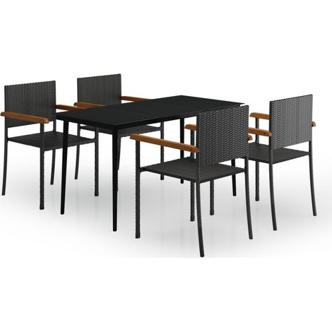 Set da pranzo da giardino nero da 5 pezzi 020013897
