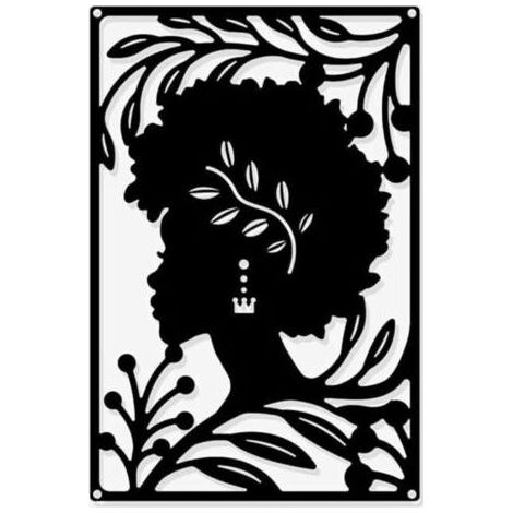 Décoration Murale en Métal Afrique Femme, Noir Tenture Décor Silhouette Mur Art Sculpture Murale pour la Maison Chambre Salon Salle de Bains Cuisine Bureau Hôtel Décoration Murale, 30x2 (1/3)