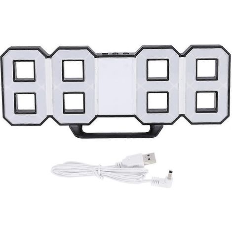 Digitaler 3D-LED-Wecker für Wand oder Tisch, schwarzes Gehäuse, großes Display, Schlummerfunktion, moderne Inneneinrichtung (1/5)