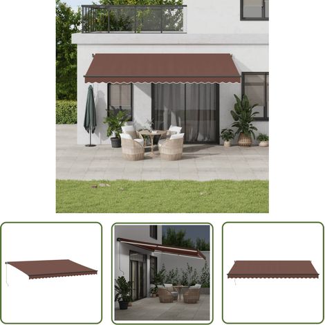 The Living Store Markise Manuell mit LEDs Braun 500x300 cm - Markise - Gartendekoration - Sonnenschutz - Outdoor Möbel - Terrassenzubehör (1/5)