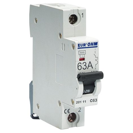 Disjoncteur 1P 63A courbe C 4,5kA EUR'OHM 20111