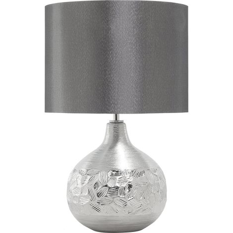 Lámpara de mesa de porcelana plateada 43 cm base glamour decorativa tallada Yakima