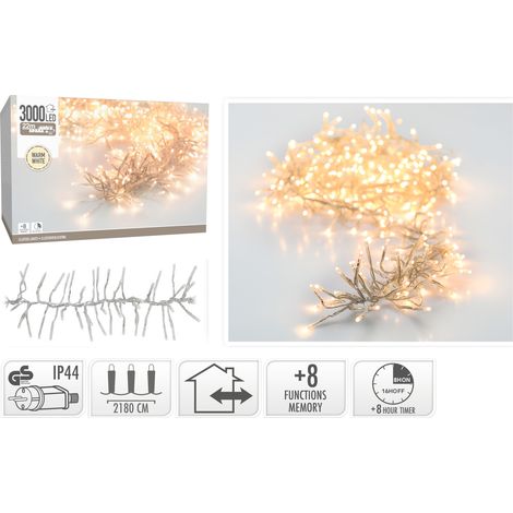 GHIRLANDA 3000 LED, BIANCO CALDO, 21,8MT, CAVO TRASPARENTE