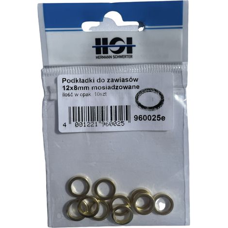 Arandela para bisagra HSI 12x8mm chapada en latón, 1 unidad. (1/4)