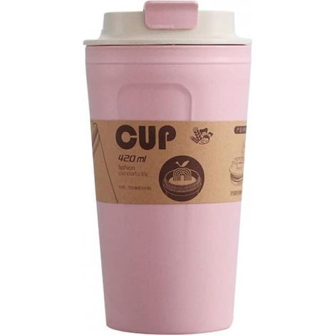 Gobelet refermable en fibre de bambou, verre incassable pour café, bière, eau, lait, jus et thé (rose) (1/5)