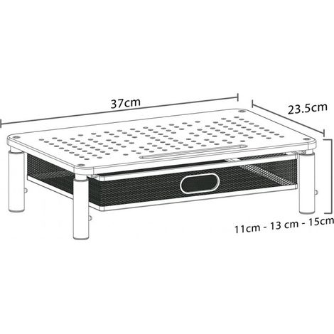 Soporte ajustable para monitor de portátil con cajón, metal + tela. (1/2)