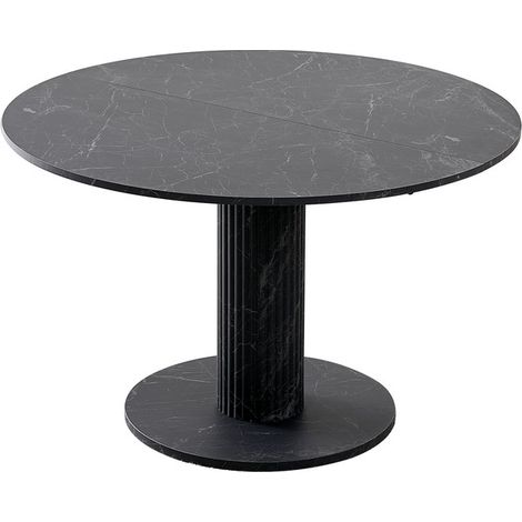 Wokaka Tavolo da pranzo rotondo contemporaneo - 115 cm per 4 persone - tavolo rotondo - effetto marmo nero (1/5)