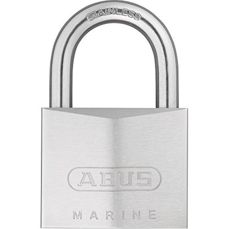 ABUS Lucchetto Marine 75IB/50 - Resistente alle intemperie - Corpo della Serratura in Ottone con Rivestimento in Nichel Perlato - Livello di Sicurezza 7 - Argento (1/4)