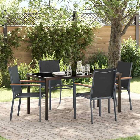 Garden Dining Set 5 pcs Black Textilene and steel vidaXL (1/5)