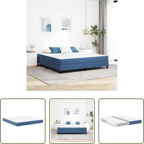 vidaXL Matelas king - Matelas de Lit avec matelas Bleu 180 x 200 cm tissu (1/5)