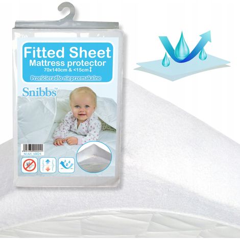 Sábana bajera impermeable, protector de colchón Snibbs 70x140 blanco (1/5)