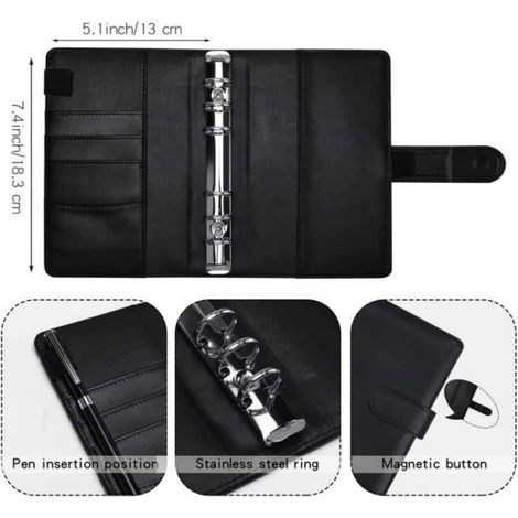 Classeur A6 - Boucle Magnetique - 8 Enveloppes PVC - Pour Planification Budget - 1 Pièce (1/4)