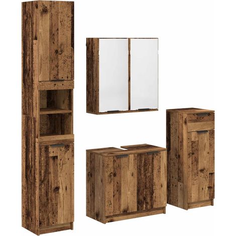 Maison Exclusive - Set di mobili per il bagno con cassetto 4 pcs Legno vecchio