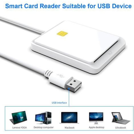 Lecteur de carte à USB PCSC USB-CCID EMV ISO7816 pour la banque CAC carte à adaptateur de carte sim dni citoyen - USB 2.0[D55] (1/4)