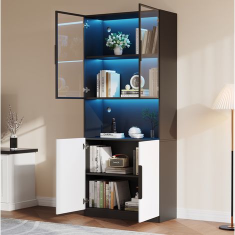 mobile scaffale 80x30x200 esposizione LED con vetro HAVRYA (1/5)