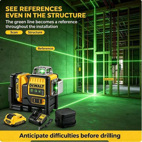 DeWalt DW089LG 12V Green Laser Level Kit Battery & Charger TSTAK Compatible Storage (1/3)