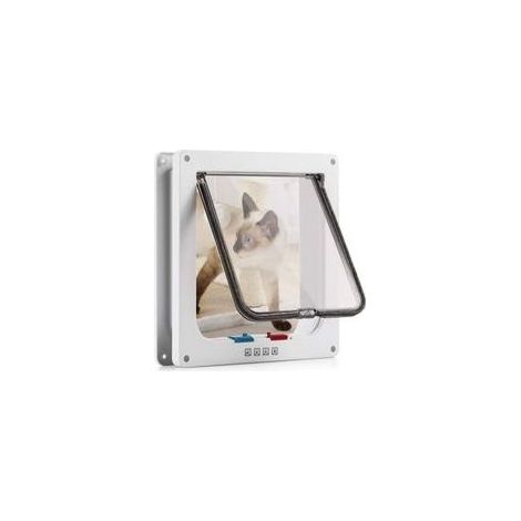 Chatière pour Chat avec magnétique à 4 voies, porte pour animaux de compagnie pour chats et petits chiens, porte pour chat avec tunnel Blanc 19 x 19 x 5.5 cm (1/5)