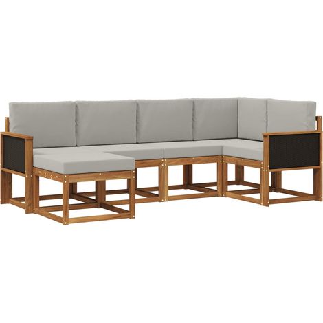 Outdoor Sofa Set 6 pcs Natural and Light Grey Solid Acacia Wood vidaXL (1/5)
