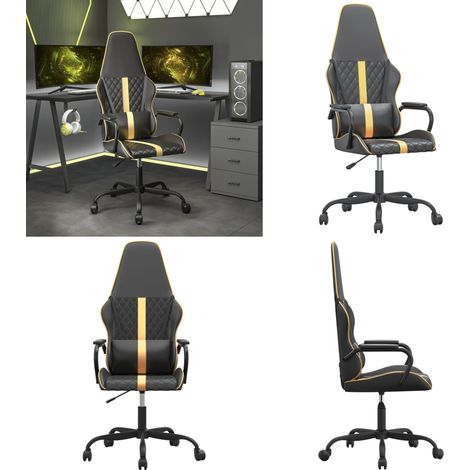 Gaming-Stuhl mit Massagefunktion Gold und Schwarz Kunstleder - Gaming Stuhl - Gamer Chair - Bürostuhle - Ergonomischer Stuhl - Schreibtischstuhl - Home & Living (1/5)