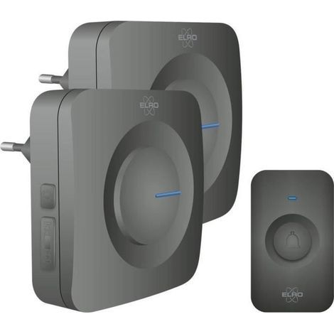 ELRO DB3000 Funkklingel – 2 Steckdosenempfänger – 64 Melodien – Funkreichweite: 300 m – Schwarz (1/4)