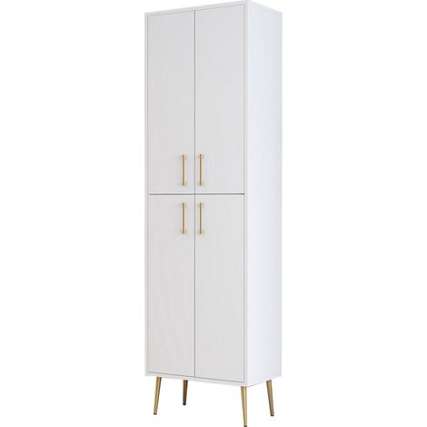 Armadio Multiuso Grande Laino, 6 Ripiani, 4 Ante, 6 Vani, 60x202h cm Bianco