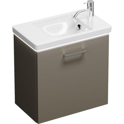 Vasque en céramique Burg Eqio + meuble sous-vasque gris brillant/blanc alpin GRP95