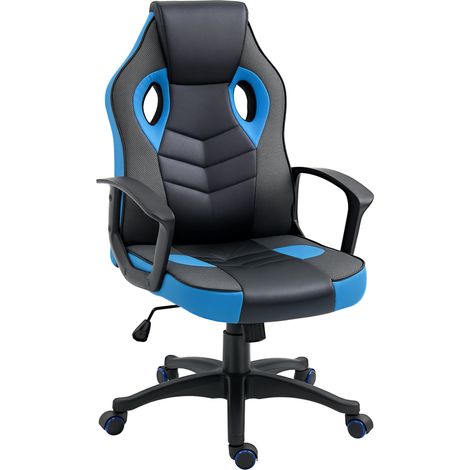 Chaise bureau gaming pivotante roulettes similicuir ergonomique confort bureau jeu télétravail design moderne noir (1/5)