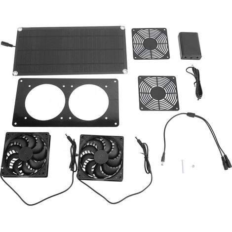 Ortviai Ventilateur solaire double 10 W 18 V étanche pour poulailler, serre et abri – 3000 tr/min, 200 CFM