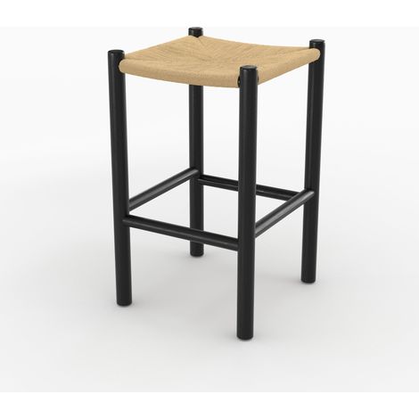 Taburete para isla central 65 cm de teca negra y ratán - Kaïa