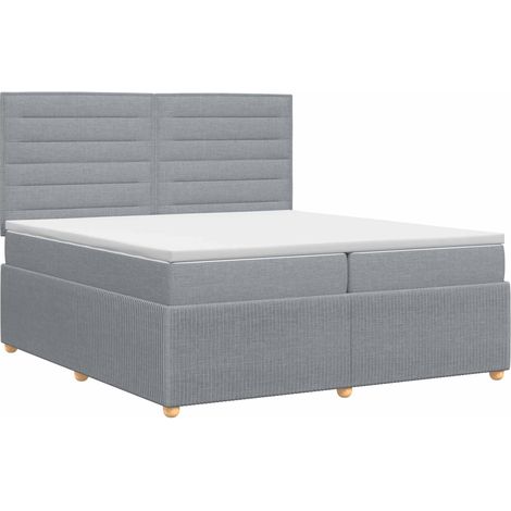 Maison Exclusive - Letto box spring con materasso Grigio Chiaro 200 x 200 cm (1/5)