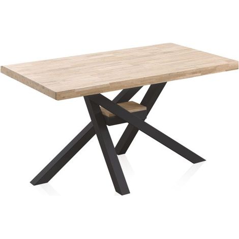 Mesa de comedor Xena 140 Negro - Roble 80cm (ancho) x 76cm (alto) (1/5)