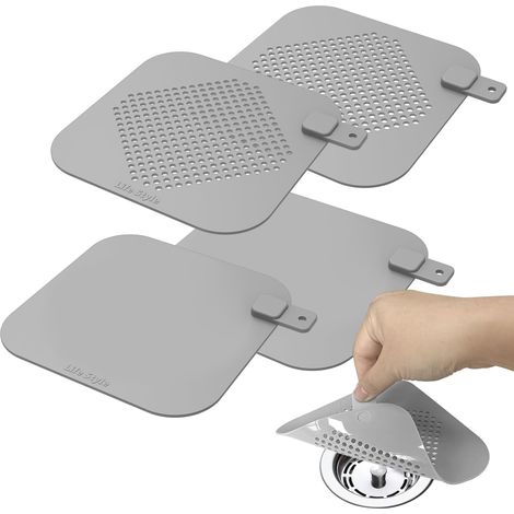 Ensemble de 2 attrape-cheveux et bouchons de douche - Protection en silicone pour lavabo et salle de bain - Ensemble pratique pour la cuisine