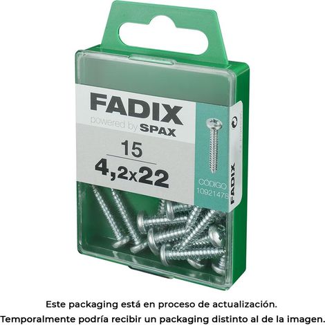 Caja de 15 unidades de tornillo de rosca chapa con cabeza redonda en cinc 4,2x22mm Fadix (1/3)