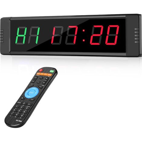 Grande horloge LED numérique surdimensionnée Minuterie d'entraînement LED horloge murale à distance chronomètre minuterie d'intervalle horloge électronique précise avec télécommande for l'entraînement (1/5)